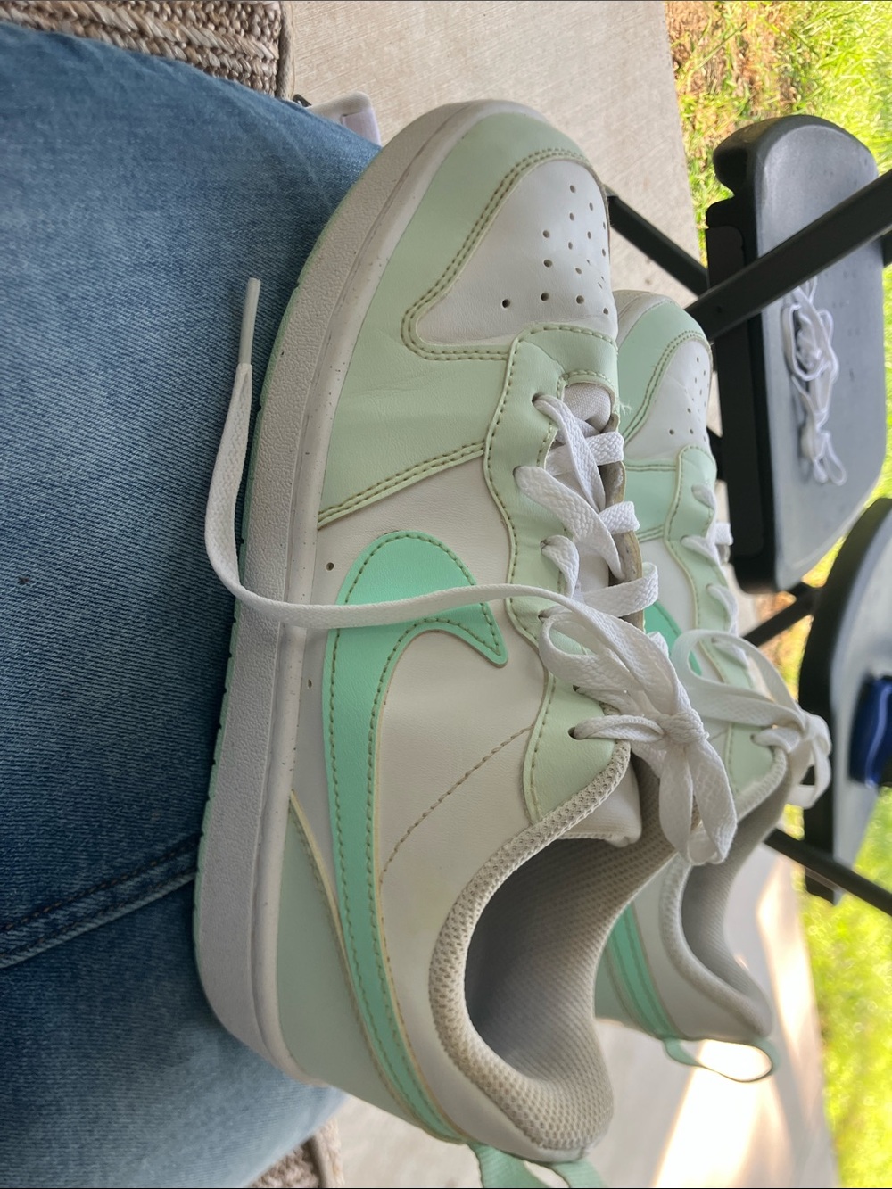 Women's White and Mint Athletic Nikes